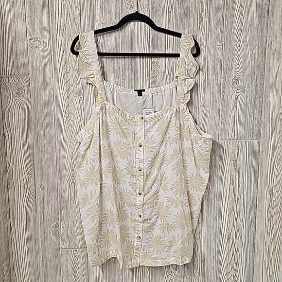 Torrid Ruffle Daisy Print Button Down Tank Top Womens Size 4X NWT - Picture 2 of 9